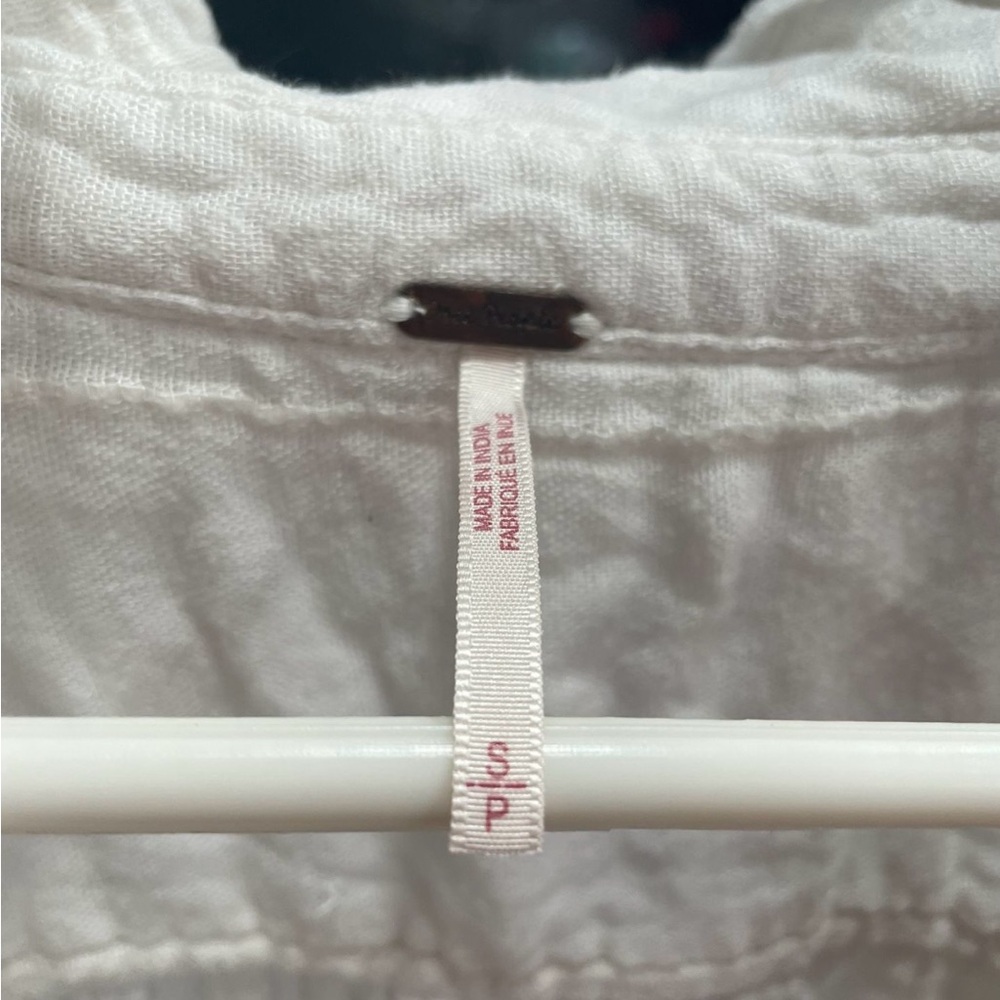Free People Button Up White Shirt Dress - Picture 2 of 3